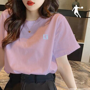 喬丹 短袖t恤女2024夏季新款圓領(lǐng)透氣舒適運(yùn)動(dòng)半袖T恤衫跑步健身服女 幻影紫(logo) 2XL /185