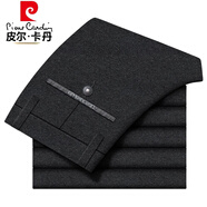 皮爾卡丹（pierre cardin）高檔羊毛休閑褲男秋冬季厚款毛呢2025年新款西裝褲修身商務長褲子 黑色【69217】 32 二尺五