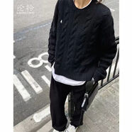 Polosport官方POLO PORT拉夫保羅勞倫美國套頭小馬標(biāo)保外套麻花毛衣女羊毛 黑色套頭小馬 S