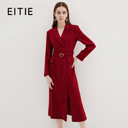 愛(ài)特愛(ài)（EITIE）通勤精致氣質(zhì)翻領(lǐng)收腰毛呢西裝連衣裙冬季新款7207912 酒莊紅60 L 165