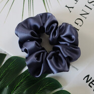 桑宋真絲發(fā)圈桑蠶絲丸子頭繩絲綢簡(jiǎn)約氣質(zhì)款網(wǎng)紅大腸圈甜美女手工發(fā)飾 深海藍（一只裝）3.5cm