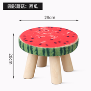 百目源（BAIMUYUANN）簡(jiǎn)約實(shí)木矮凳沙發(fā)凳坐墩創(chuàng)意布藝小凳子換鞋凳玄關(guān)客廳圓凳床尾凳 20高毛菇凳：西瓜