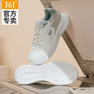 361°女鞋運動鞋2025秋季新款防水減震跑鞋女黑色皮面保暖休閑鞋老爹鞋 羽毛白/燕麥奶 37