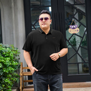 胖勤肥佬短袖t恤有領(lǐng)寬松加肥加大碼新翻領(lǐng)T恤特大碼POLO短袖T恤胖子 黑色3306款 6XL 建議230-250斤