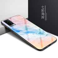 哲勒（ZHELE） vivos9手機(jī)殼vivos9e防摔玻璃漸變個(gè)性創(chuàng)意硅膠全包邊5G男女保護(hù)套 vivos9e-玻璃殼【七彩海岸】配膜