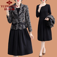 俞兆林（YUZHAOLIN）媽媽春秋裙子兩件套裝時尚氣質(zhì)中老年女裝秋裝新款外套小西服上衣 黑色 2XL (參考105-120斤)