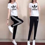 阿迪達斯（adidas）三葉草女套裝 2025春季新款短袖T恤運動顯瘦長褲三條紋小腳褲子 GN2899/單件T恤  S