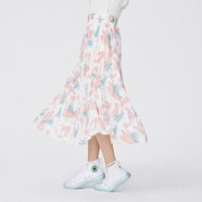 森馬森馬半身裙女雪紡印花中長(cháng)款百褶裙少女俏皮夏新款松緊腰裙子 紅綠色調0364 155/62A/S