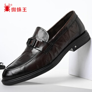 SPIDERKING皮鞋男樂福鞋時(shí)尚個(gè)性舒適一腳蹬懶人套腳商務(wù)休閑鞋 棕色 41 