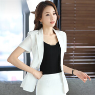艾詩甜夏天穿的溥款休閑小西服超薄款女西裝女外套韓版新款夏季短袖職業(yè) 白色西裝外套 3XL