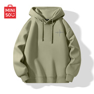 名創(chuàng  )優(yōu)品（MINISO）連帽衛衣男重磅寬松春秋季休閑高級感青少年潮流外套 灰豆綠 L