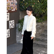 現寶蓮新中式女裝中國風(fēng)禪意棉服外套感套裝旗袍連衣裙秋冬2024 新中式外套+黑色半身裙 S