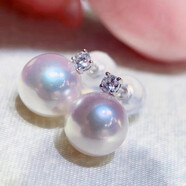 玄永日本akoya海水珍珠耳釘王妃18K黃金耳環(huán)正圓極光天女 白18k金款 天女珍珠耳釘 9-9.5mm