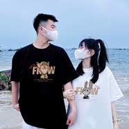 一寸相思情侶裝夏季短袖t恤男套裝新款潮流寬松一男一女學(xué)生百搭高中班服 女款白色 M 碼(推薦體重90-110斤)