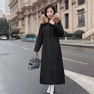初徑新款派克羽絨服女士可拆卸獺兔毛內(nèi)膽真毛皮草修身長款加厚大衣 黑色115衣長(貉子原色毛領(lǐng)) XL (115-130斤)