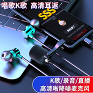 北極鳥(niǎo)K歌專(zhuān)用耳機mic入耳式有線(xiàn)唱歌全民錄歌主播直播帶話(huà)筒一體錄音耳麥圓頭Type-c口扁頭適用華為小米 綠色TYPE-C扁口【手機用】