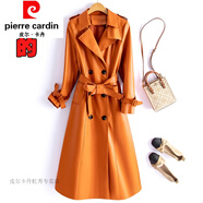 皮爾卡丹（pierre cardin）真皮皮衣女中長(zhǎng)款過(guò)膝修身綿羊皮風(fēng)衣氣質(zhì)狐貍毛外套海寧皮草大衣 愛(ài)和瑪橙【單的】 5XL 【建議148-158斤】