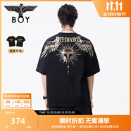 BOY LONDON【暗黑羅盤(pán)】夏情侶款短袖權(quán)杖印花炸街潮牌T恤N01906 黑印金N01906 經(jīng)典升級(jí)款 M
