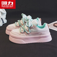 回力女鞋新款清新潮流學(xué)院風(fēng)厚底小白鞋百搭休閑透氣板鞋回力上海女鞋 粉紅/米 39