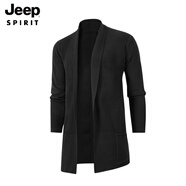 JEEP SPIRIT漫威毒液2025秋冬季新款男中長(cháng)款開(kāi)衫毛衣外套針織衫歐美風(fēng)毛線(xiàn)衣 黑色 4XL