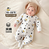 婧麒（JOYNCLEON）嬰兒衣服春秋冬夾棉寶寶連體衣純棉保暖新生兒衣服冬季外出哈衣 奶?！緤A棉款】 59