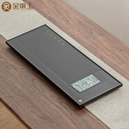 金鑲玉茶盤(pán)茶托金音石帶排水貝殼茶盤(pán)家用辦公功夫茶具茶臺 貝福