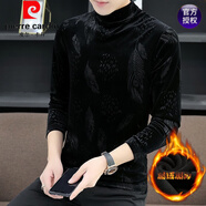 皮爾卡丹（pierre cardin）加絨加厚半高領(lǐng)打底衫男士黑色金絲絨長(cháng)袖t恤秋冬季內搭T 692黑色 加絨 L