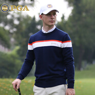 PGA高爾夫服裝 男士毛衣長(cháng)袖T恤 圓領(lǐng)加厚絲光羊毛 防寒保暖 PGA 101181-藏青色 2XL