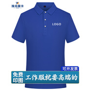珠光萊卡工作服polo定制印字工衣T恤定做衣服文化衫刺繡logo短袖公司工裝 寶藍(lán)【A款】 XL