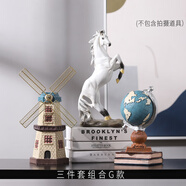RSRDDY歐式創(chuàng)意小提琴時(shí)鐘擺件家居客廳酒柜電視柜房間臥室桌面裝 超值3件套H