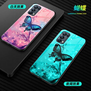 海岱 opporeno5k手機(jī)殼reno5k玻璃夜光全包防摔硅膠鏡面軟邊硬殼男女情侶款潮牌保護(hù)套 reno5k-蝴蝶-夜光-配膜