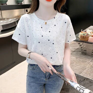 風曉薇2024夏季新款t恤女時尚潮流洋氣印花字母薄款短袖女士上衣服 8902款-可外穿女打底衫 M 建議80-100斤-可外穿女打底衫