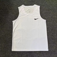 NBA VIBE-NIKE體育比賽NBA健身背心訓練籃球跑步休閑高彈力健身運動背心 速干左邊單小勾背心 白色 3XL [建議145-160斤]