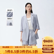 艾諾絲雅詩(shī)商場(chǎng)同款夏季新品薄款通勤百搭七分袖墊肩小西裝20511347 迷霧藍 L