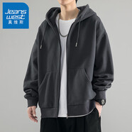 真維斯（JEANSWEST）秋冬季開衫連帽衛(wèi)衣男士冬季外套休閑百搭寬松加絨加厚夾克打底衫 深灰【常規(guī)】 XL【建議160-185斤】