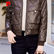 皮爾卡丹毛領(lǐng)加絨皮衣女短款加厚皮外套pu皮皮棉衣棉服皮棉外套加絨皮上衣 卡其 單獨加絨皮衣(無(wú)毛領(lǐng)) M 75-96斤