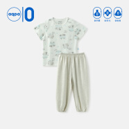 aqpa婴儿内衣套装夏季纯棉睡衣男女宝宝衣服薄款分体短袖 泡泡小象 110cm