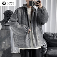 GXMY 燈芯絨棉衣男冬季加絨加厚寬松ins休閑外套男士港風(fēng)潮牌衣服帥氣純色棉服男裝 540加絨淺灰色 L