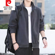 皮爾卡丹（pierre cardin）夾克男裝春秋季搖粒絨外套抓絨立領加厚上衣中年男士冬裝保暖開衫 藏青 舒適 保暖 抗寒 L (175) 125-145斤