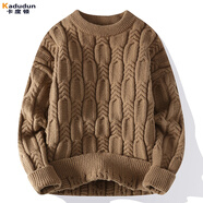 卡度頓加厚毛衣男個(gè)性粗線(xiàn)麻花青少年學(xué)生線(xiàn)衣服2024秋冬新品針織衫學(xué)生 WE23187卡其 (原版高品質(zhì)) L