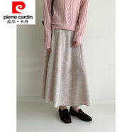 皮爾卡丹（pierre cardin）法式灰色毛毛針織半身裙女春秋高腰顯瘦氣質(zhì)傘裙洋氣寬松a字長(zhǎng)裙 花杏【高級(jí)/流行/秋冬/中長(zhǎng)款/修 S 推薦(85-95斤)