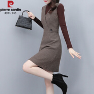 皮爾卡丹（pierre cardin）毛呢背心連衣裙女秋裝2025年新款女裝套裝裙中長款秋冬季打底裙子 6720#單背心裙咖啡色(單裙) XL