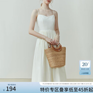 范思藍(lán)恩23FS12014法式吊帶連衣裙女夏季新款海邊度假長裙子 米黃色 M