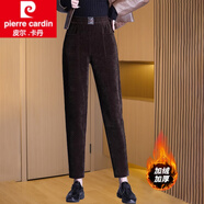 皮爾卡丹（pierre cardin）女褲秋冬加絨加厚2025新款哈倫褲老爹褲小個(gè)子流行牡丹褲女款女裝 咖色 加絨 S 26