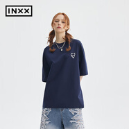 英克斯（inxx）APYD 防曬速干涼感抗菌短袖男女同款寬松休閑哥特字體T恤 藏青色 L