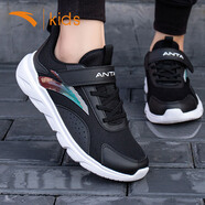 安踏童鞋男童運動(dòng)鞋冬季兒童跑步鞋中大童鞋子黑色男孩鞋 【透氣網(wǎng)面】黑/安踏白-1 34