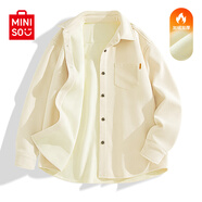 名創(chuàng  )優(yōu)品（MINISO）燈芯絨長(cháng)袖襯衫男2025新款美式重磅休閑工裝外套男生春秋大碼衣服 【加絨加厚】淺米 M 170(男女同款)