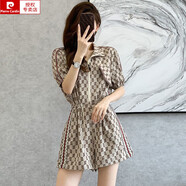 皮爾卡丹（pierre cardin）韓版氣質(zhì)時(shí)尚寬松連體褲女2025夏季新款休閑百搭高腰小個(gè)子連體衣 卡其色 2XL 【130-145斤】