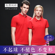 紐嘉夏季短袖T恤工作服定制印logo男女團隊服翻領教師體恤定做 紅色 S