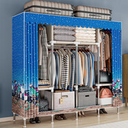 亞思特 布衣柜臥室簡(jiǎn)易衣柜19mm鋼管加粗雙人鋼架衣柜家具收納衣櫥 單車(chē)戀人【長(zhǎng)166寬45高172cm】